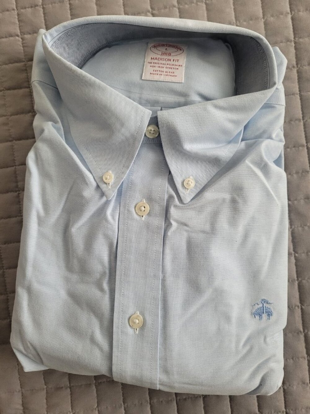 NWT BROOKS BROTHERS Men's Button Down Long Sleeve Madison Fit Shirt Light Blue L